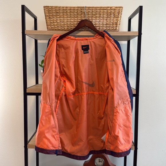 Kids Nike Navy Mesh Jacket With Hood and Orange Inner Lining, L (12-14) - Picture 5 of 7